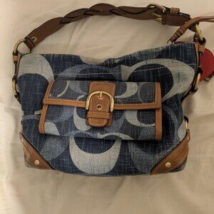 Vintage Coach Carly Signature Denim Boho Shoulder Medium